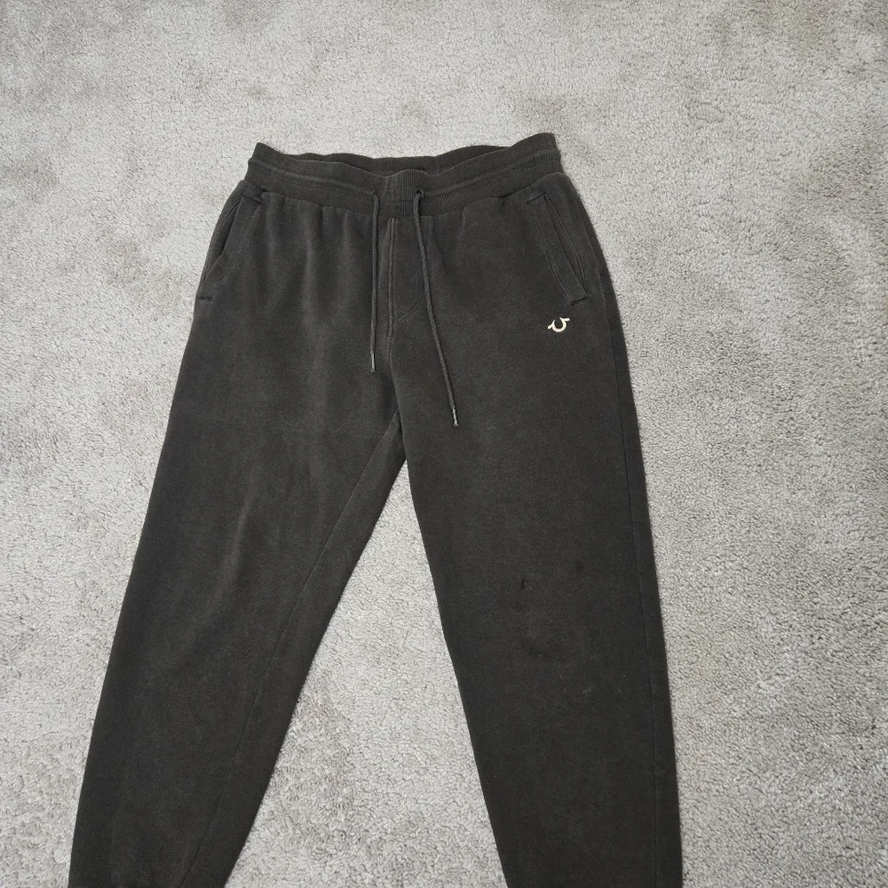 True Religion Men's Logo Horseshoe Jogger Sweatpants Large Brown Color‎ Pockets